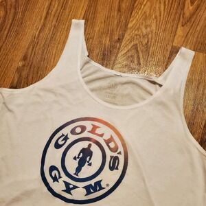 Golds Gym Tank Top Shirt Women Large‎ White Stringer Weightlifter Workout